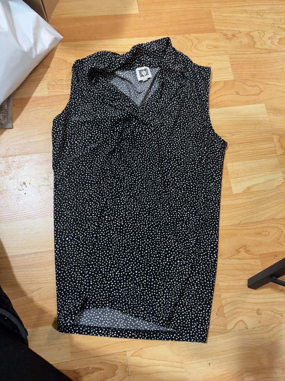 Anne Klein Sleeveless Polka Dot Cowl Neck Blouse